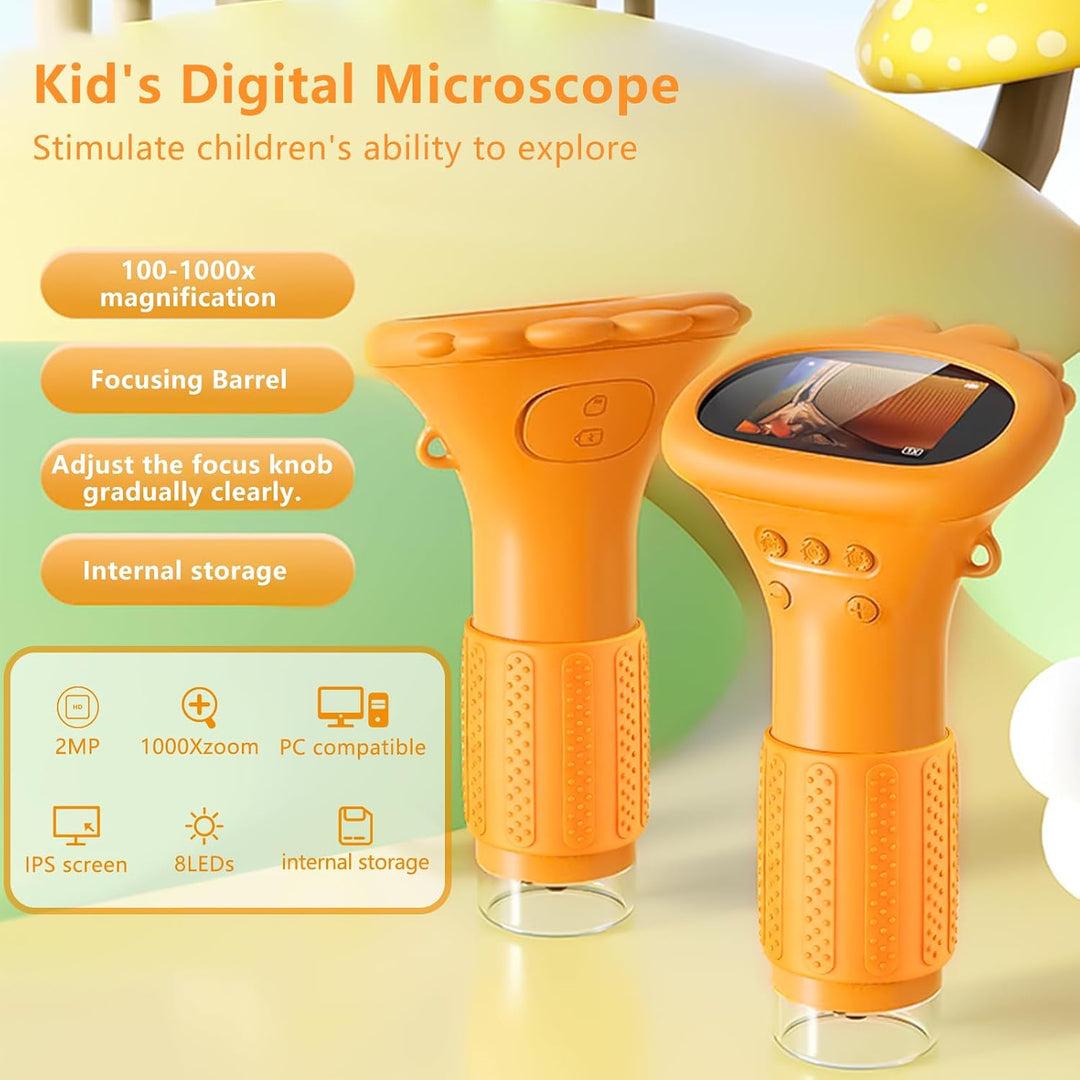 Handy-Mikroskop für Kinder, 1000X Tragbares Taschenmikroskop, Digitales Mikroskop mit 2,0" IPS-Bilds