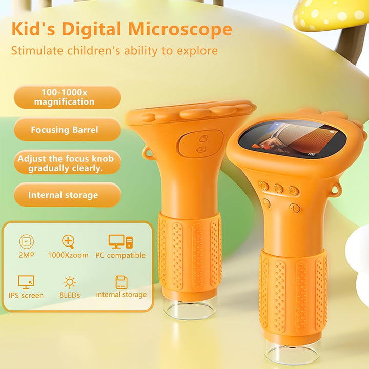Handy-Mikroskop für Kinder, 1000X Tragbares Taschenmikroskop, Digitales Mikroskop mit 2,0" IPS-Bilds