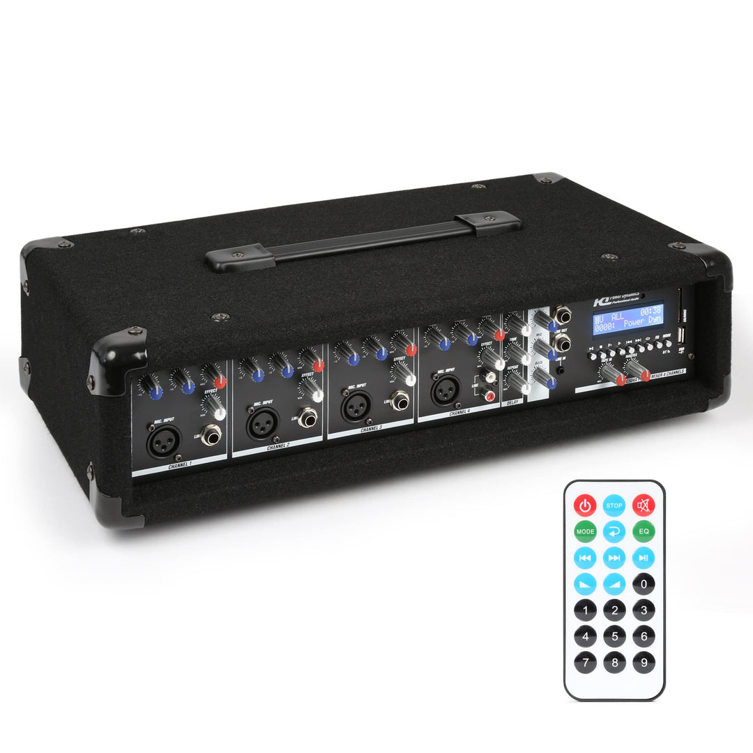 Power Dynamics PDM-C405A 4-Kanal DJ Mischpult mit Verstärker Mischpult Bluetooth Mixer mit eingebaut