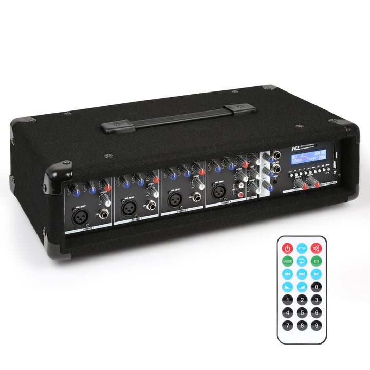 Power Dynamics PDM-C405A 4-Kanal DJ Mischpult mit Verstärker Mischpult Bluetooth Mixer mit eingebaut