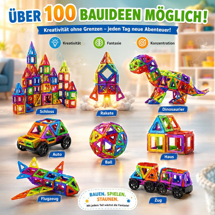 Magnetische Bausteine 101 Teile, Magnetspielzeug Magneten Kinder Magnetbausteine Magnet Spielzeug Ma
