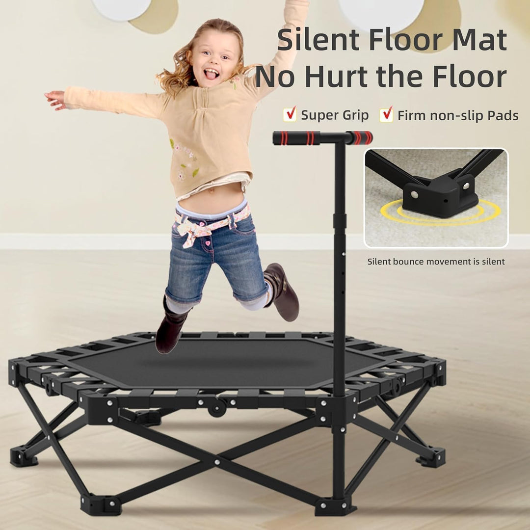 Fitness Trampolin in Studioqualität,Ø106cm Mini Indoor Trampolin für Cross Jumping bis 200kg belastb