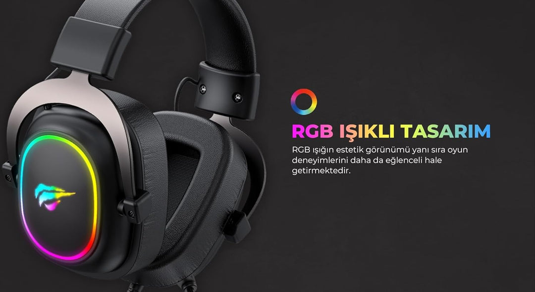 Havit H2002p RGB Gaming Headset mit Mikrofon – 50 mm Treiber – 7.1 Kopfhörer mit Kabel Surround Soun