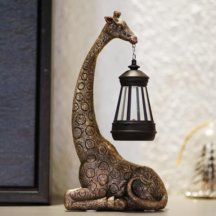 Yeomoo Giraffe Gartendeko mit Solarlampe - Giraffen Gartenfiguren Deko für Draussen mit Wetterfest L