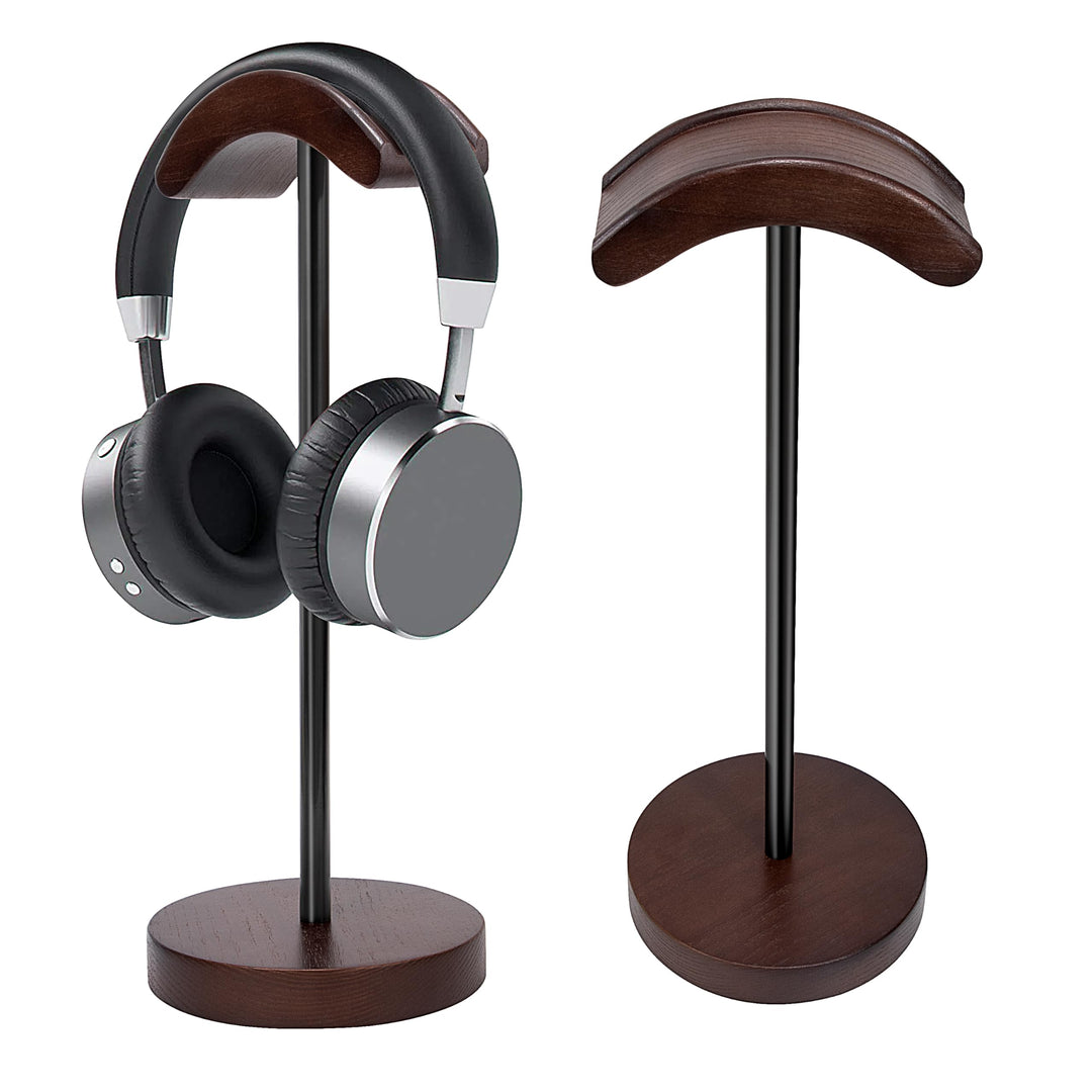 Kopfhörer Ständer Holz, Wood Headset Halterung aus Walnussholz und Metall mit Anti Rutsch Pad für Al