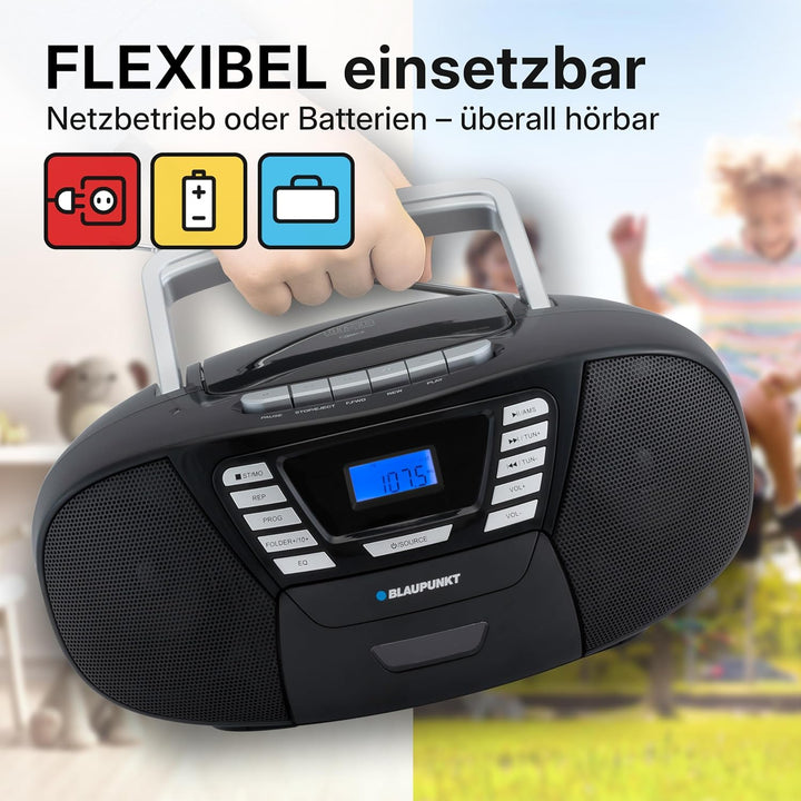 Blaupunkt B 120 BK tragbarer CD Player mit Bluetooth | Kassettenrekorder | Hörbuch Funktion | mit US