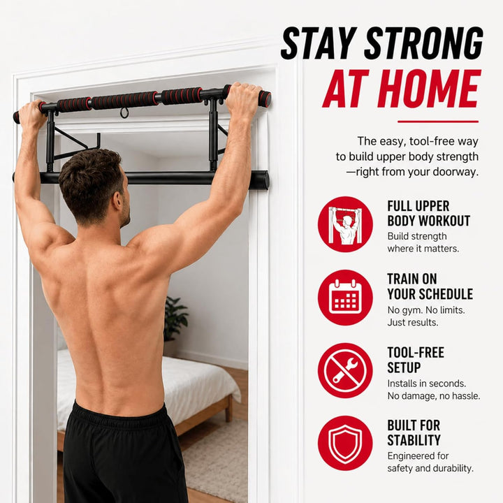 Klimmzugstange Türrahmen Ohne Schrauben, Pull Up Bar Door Frame mit Mehreren Griffpositionen für Vie