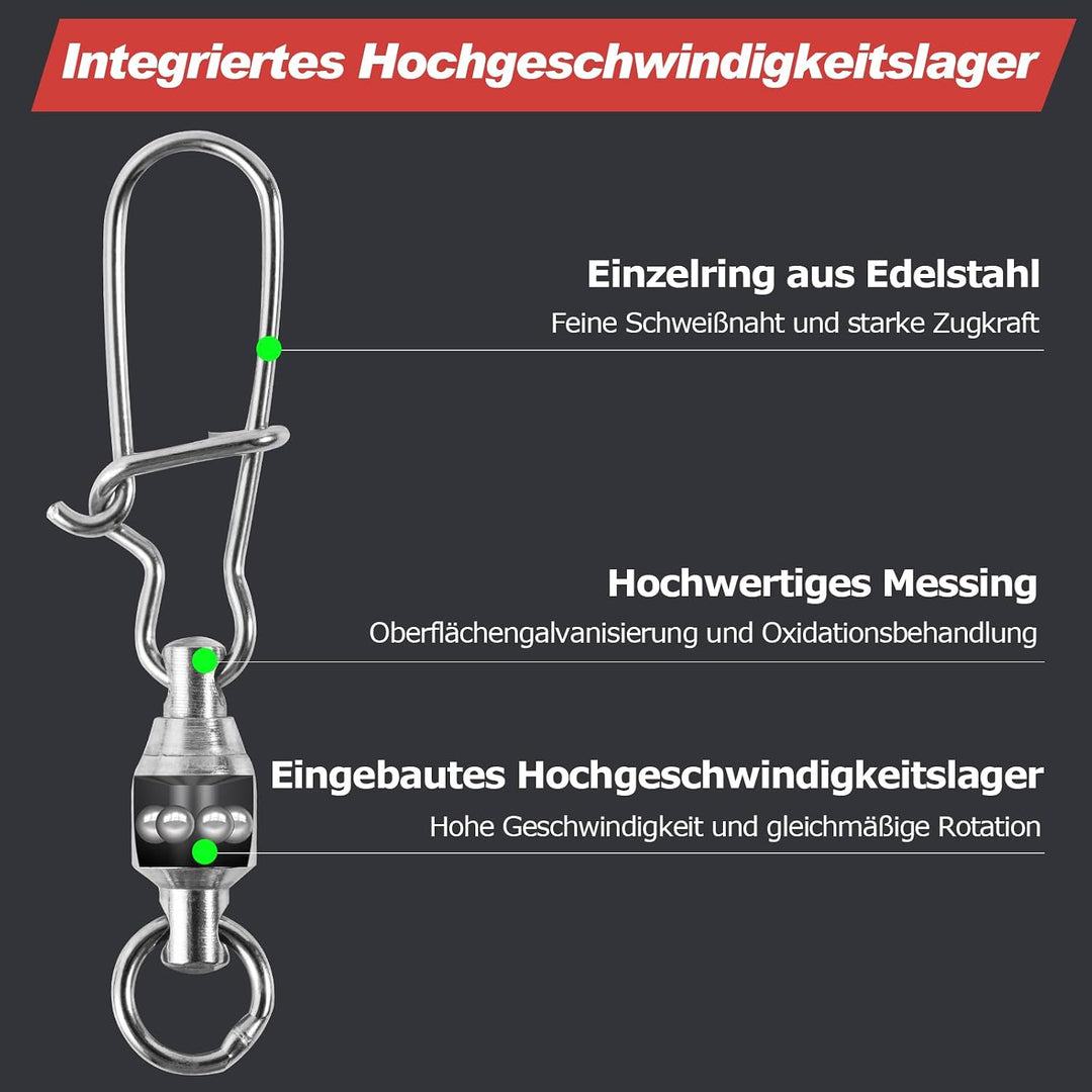 Goture Edelstahl Stahl Schnapp Wirbel, Angelwirbel, Kreuzlinien-Rollwirbel, hochfeste Angel-Snap-Wir
