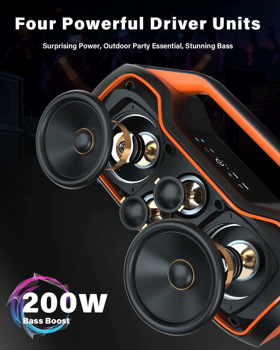 Bluetooth Lautsprecher Tragbare Musikbox,120W Peak Spitzenleistung, Bass Boost 2 * Subwoofer IP65 Wa