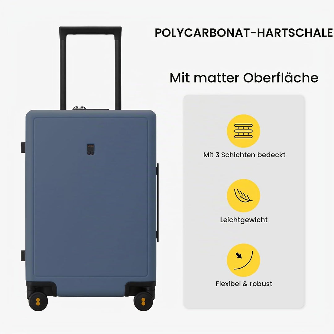 LEVEL8 Koffer Trolley Handgepäck mit Organizer Set 4-teilig, Leicht 100% PC TSA Zahlenschloss 8 Spin