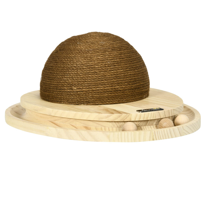 PawHut Interaktives Kratzspielzeug, 2-in-1-Design Katzenspielzeug mit Kugelbahn und Kratzbrett, Krat