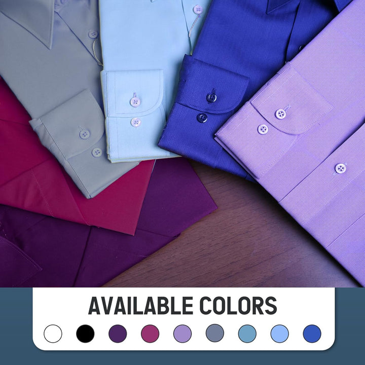 Gollnwe Herren Stretch Bambus Bügelfreies Kleid Shirt Langarm Einfarbig mit umwandelbarer Manschette