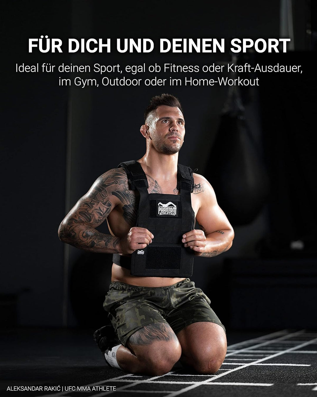 Phantom Athletics Gewichtsweste, Verschiedene Gewichte - Leicht Verstellbar Trainingsweste mit 6kg (
