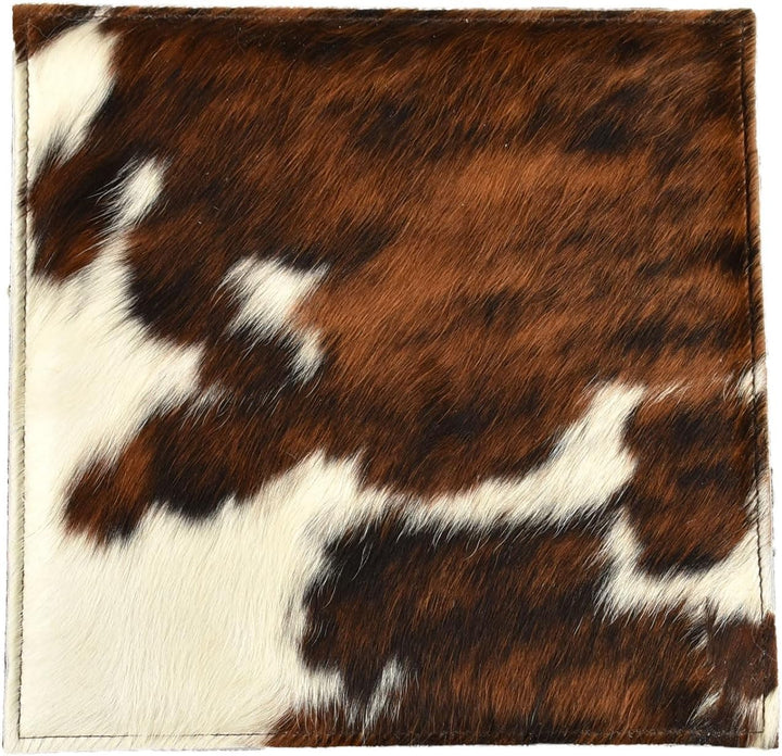 generisch Kuhfell Sitzauflage Stuhlkissen aus echtem Kuhfell und Wollfilz 38 x 38 cm braun Weiss Tri