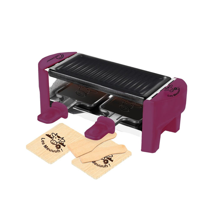 LITTLE BALANCE 8615 Raclette 2 Meuuh…, Raclettegerät für 1/2 Personen, abnehmbarer Grill, 2 Spatel +