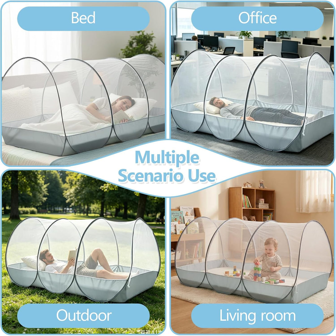 Reise Moskitonetz Bett, Moskitonetz Pop Up 190x 90x 90cm, Faltbares Bettzelt mit Reissverschluss für