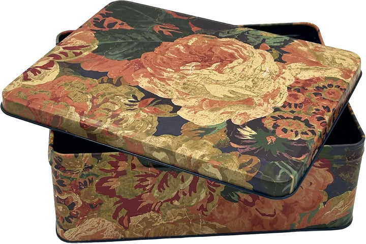 Geschenkdose Design Sanderson - Liebevoll gestaltete rechteckige Vorratsdose - Motiv Rose - Blechdos