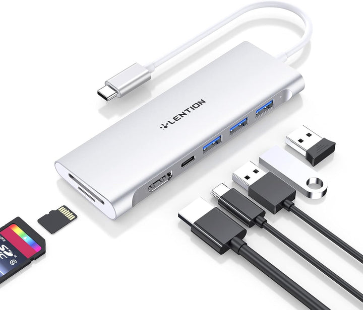 LENTION USB C Hub mit 4K HDMI, USB 3.0, SD&TF Kartenleser, 100W Aufladung, Typ C Adapter kompatibel