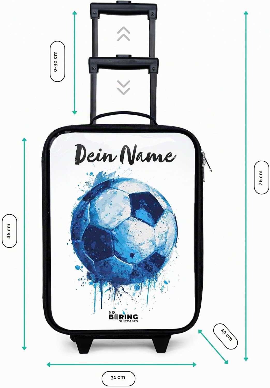 NoBoringSuitcases.com® Kinderkoffer Klein Personalisiert mit Name 48x31x19 cm Reisekoffer Kleiner Ki