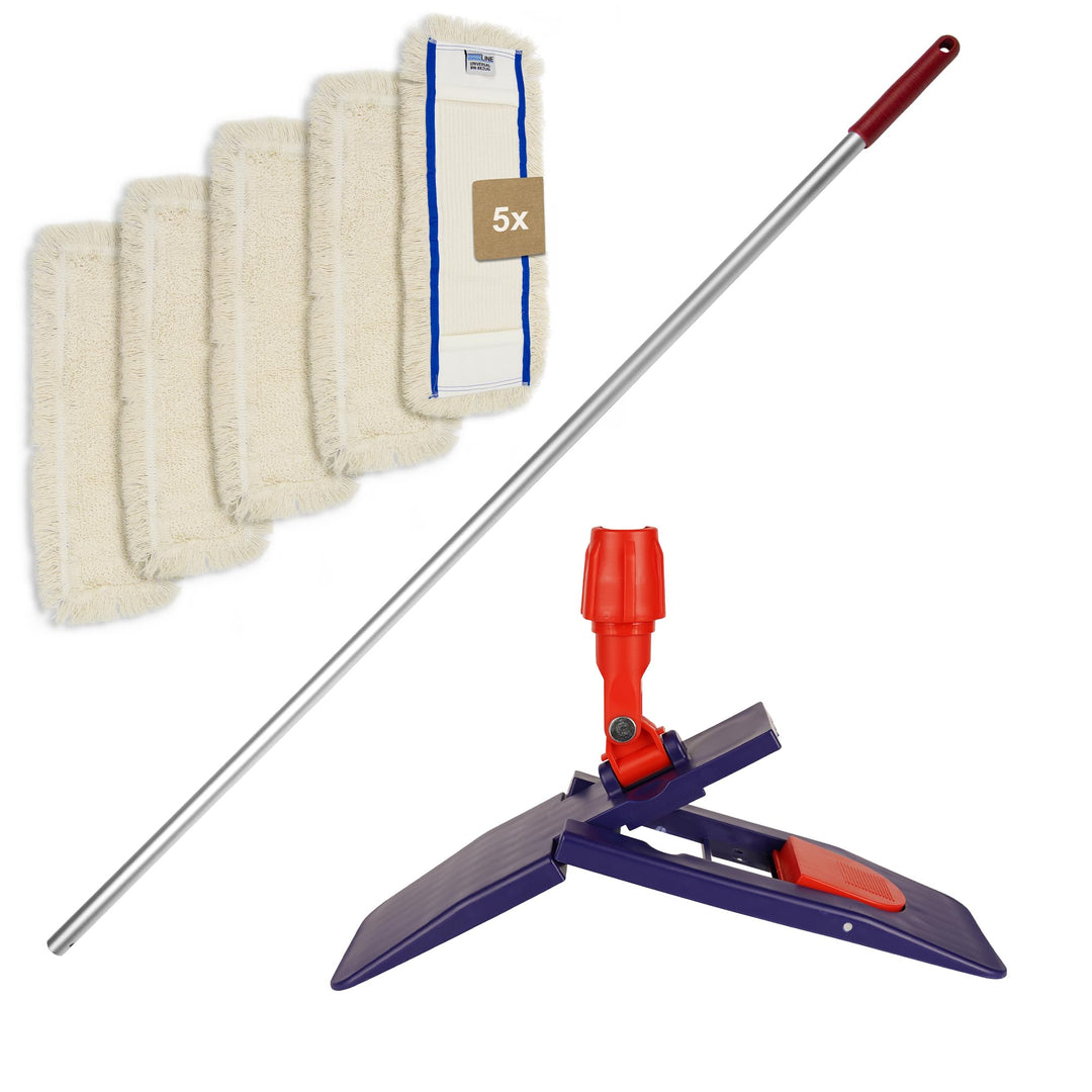 G.I.V. Bodenwischer Set 40cm Klapphalter mit Trittmechanik & Magnetverschluss + Aluminiumstiel Rot -