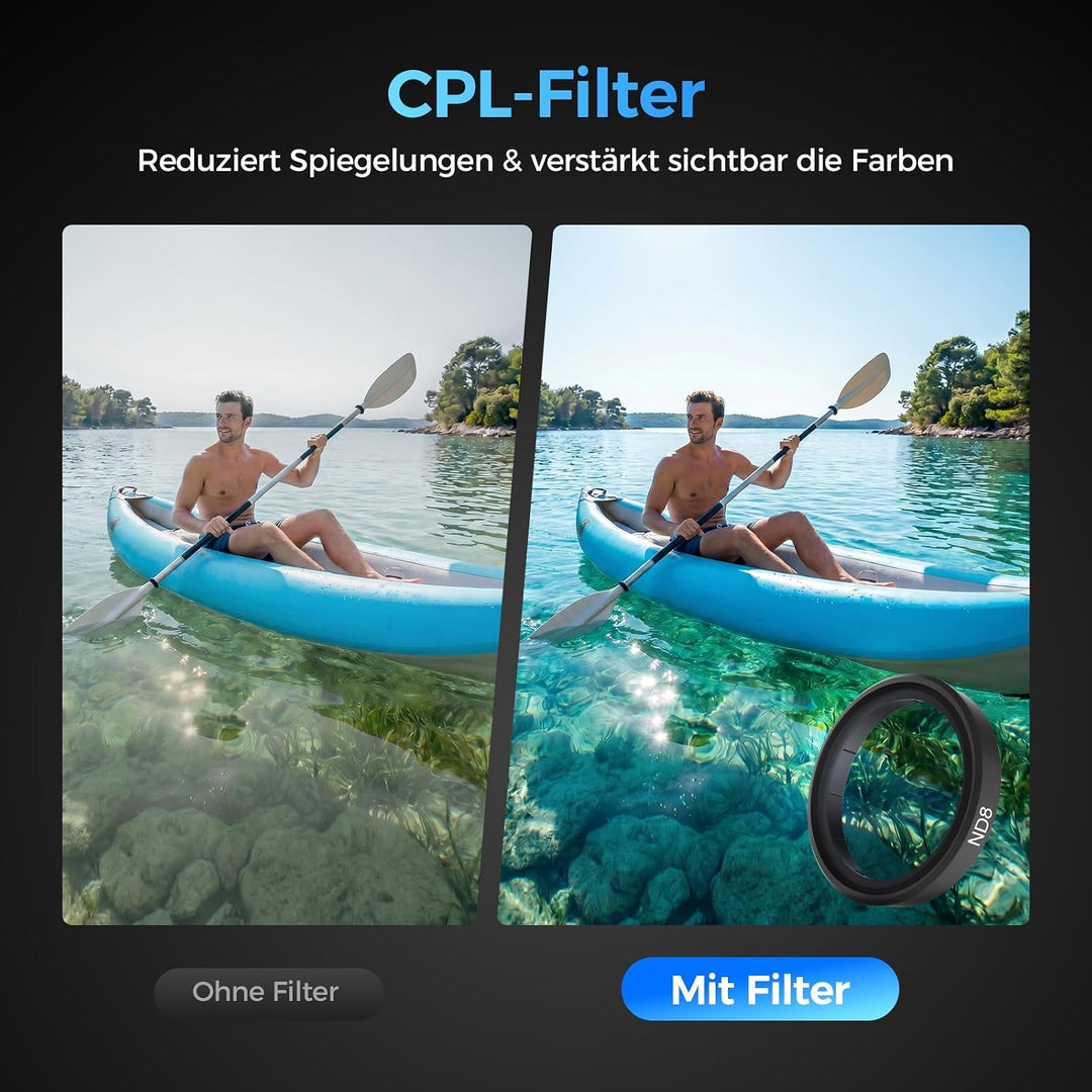 Rollei ND Filterset für DJI Osmo Action 6 4er Pack ND8/ND16/ND32/CPL Filter für Action 6, für Action