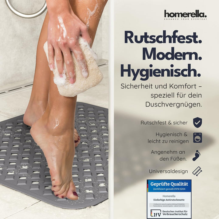 Homerella® Duschmatte rutschfest - 100% BPA frei - Inkl. 2 Haken zum Aufhängen 53x53cm - Antirutschm