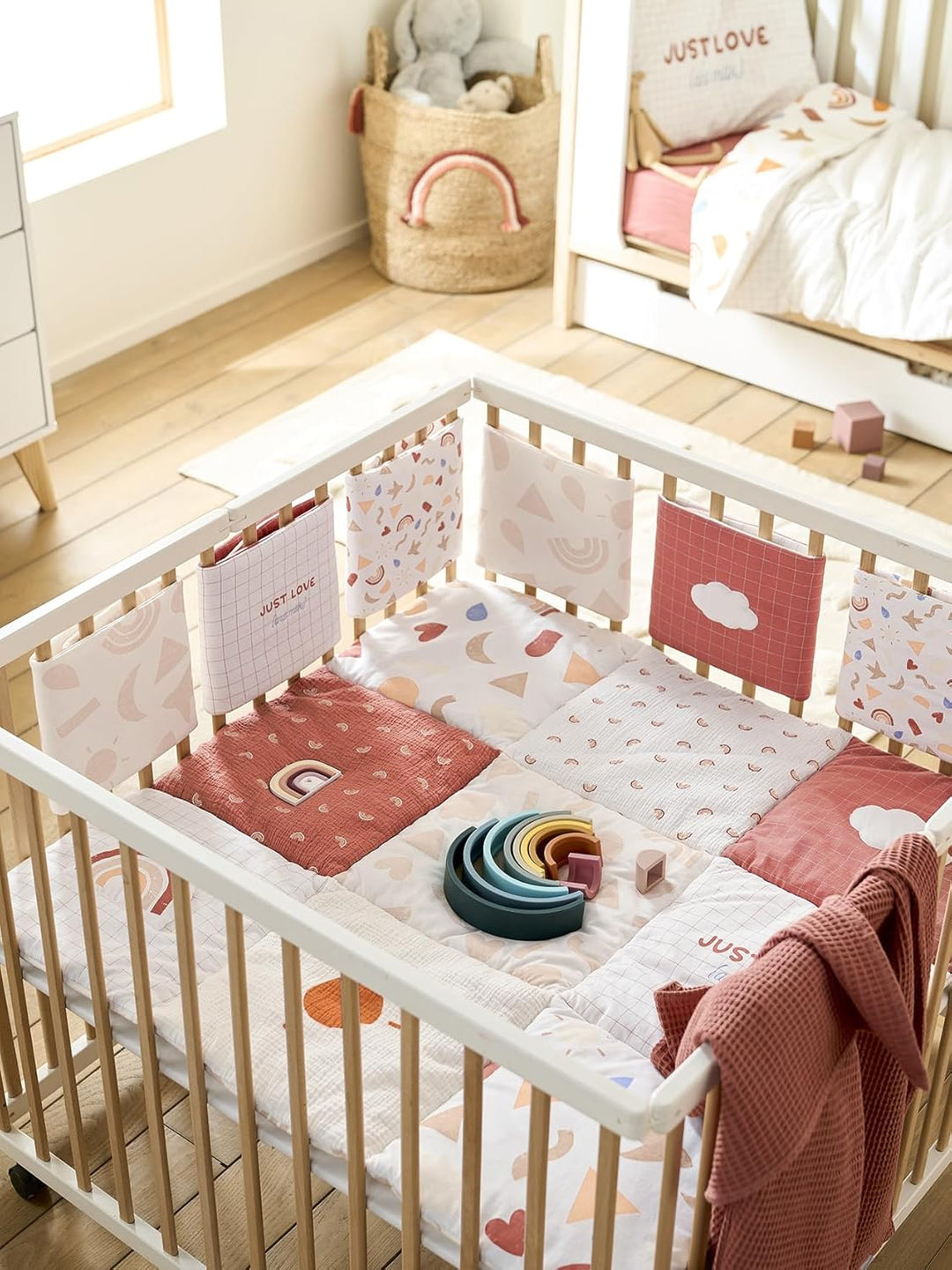 Vertbaudet Baby Spieldecke/Laufstalleinlage Happy Sky Bio-Baumwolle Mehrfarbig 100X100