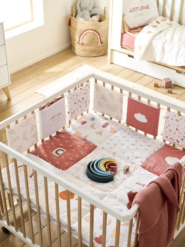 Vertbaudet Baby Spieldecke/Laufstalleinlage Happy Sky Bio-Baumwolle Mehrfarbig 100X100