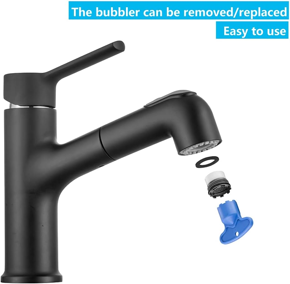 ONECE Wasserhahn Bad Schwarz mit ausziehbar Brause, Waschtischarmatur aus Messing Badarmatur Einhebe