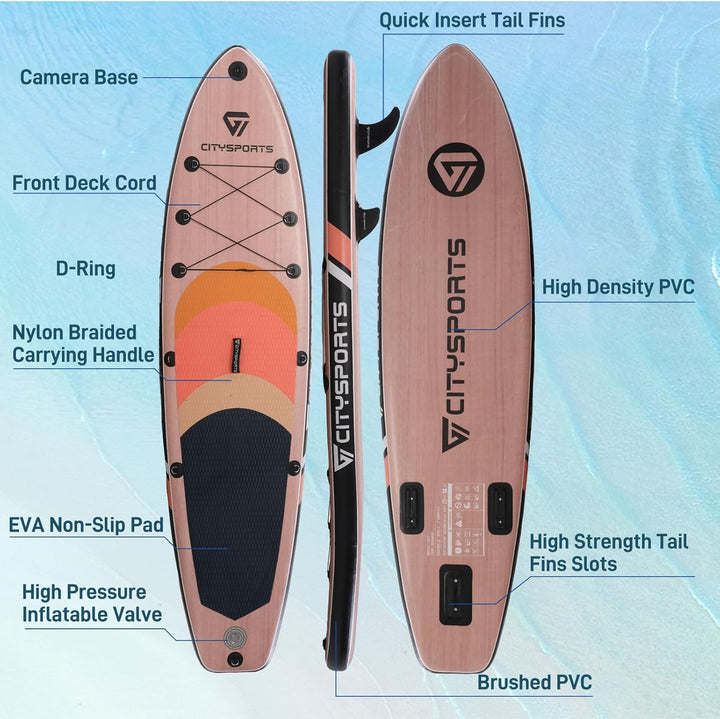 Stand Up Paddling Board Aufblasbar Professionelle Klasse Eva Surfbrett | 3.2M Schwimmstabilität Geei