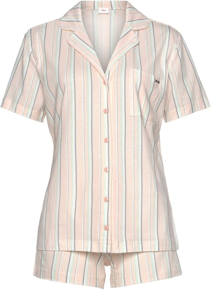 s.Oliver Damen Pyjamaset, Apricot Gestreift