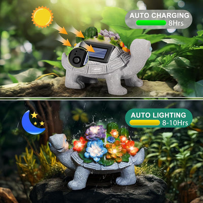 Linkax Geschenke für Frauen Mama, Solar Gartenfiguren Schildkröte Gartendeko für Draussen, mit 7 LED