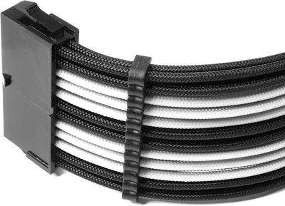 dcl24.de 30CM Sleeved Cable PC Extension Kit Schwarz-Weiss für Netzteil, GPU/CPU, PSU Cable Extensio