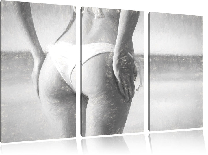 Pixxprint Sexy Po als Leinwandbild/Grösse: 3 Teilig (120x80) cm/Wandbild/Kunstdruck/fertig bespannt