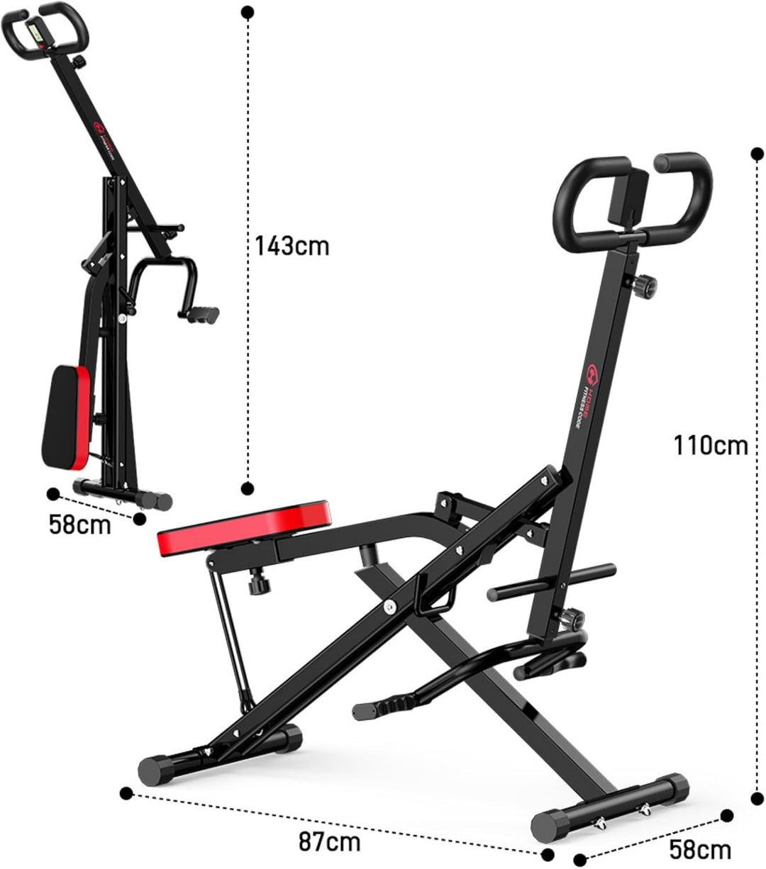 Squat Machine Faltbare Heimtrainer Fitnessgeräte, Assist Row-N-Ride Trainer, 165 kg belastbar, AB Bo