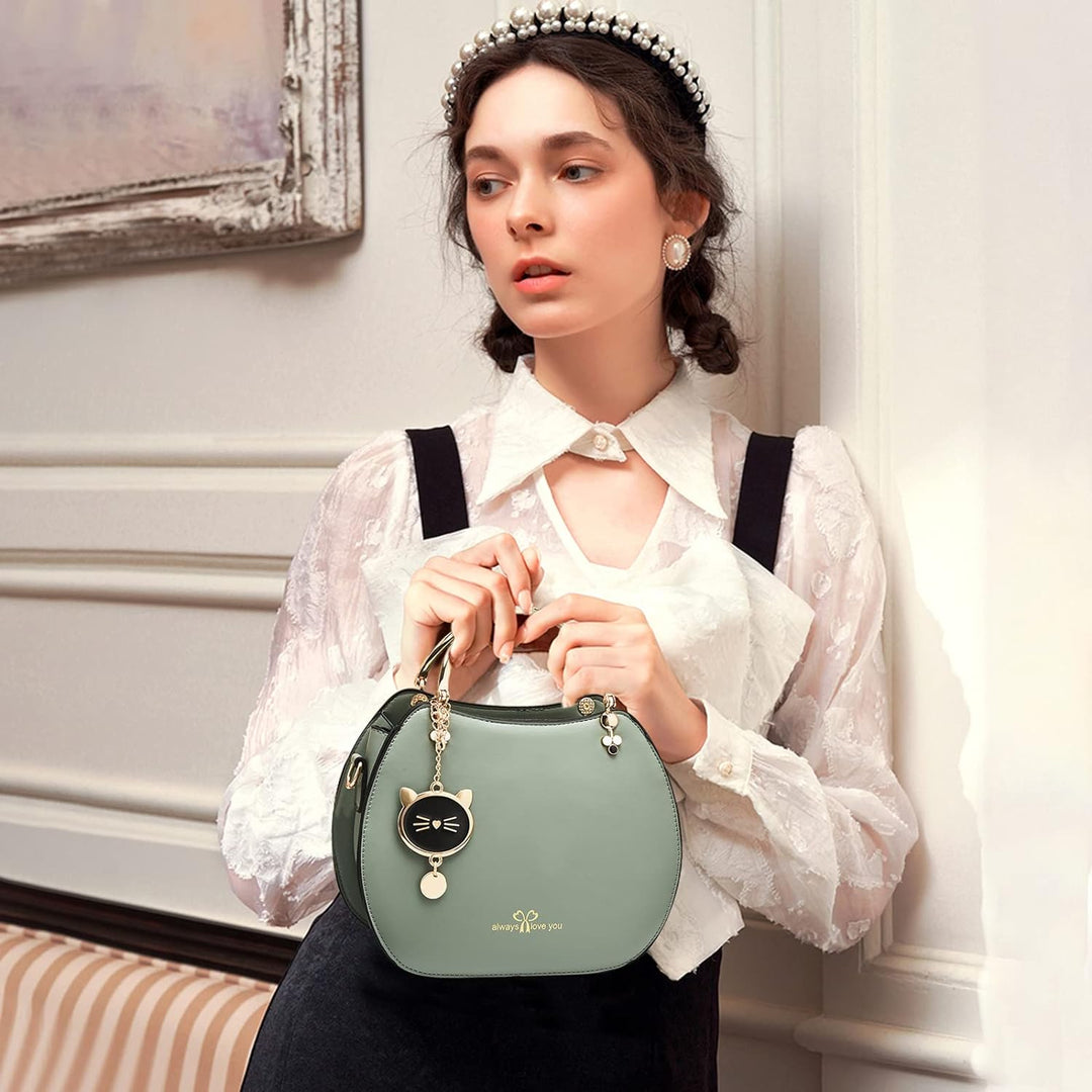 NICOLE & DORIS Runde Umhängetasche Damen Handtasche Klein Tasche Mode Crossbody Bag Damen PU Leder H