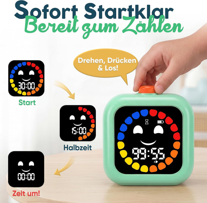 Digitaler Visueller Timer für Kinder - Wiederaufladbar, Geräuschlos 99-Minuten-Kinder-Timer für Schu