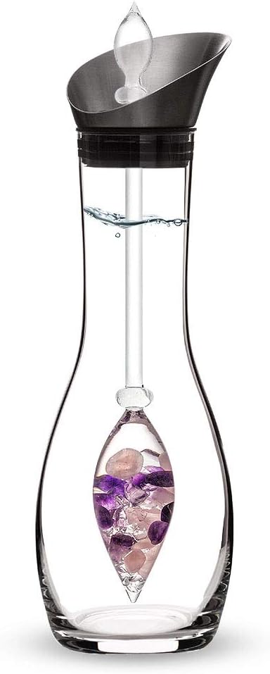 Vitajuwel Wellness Edelsteinwasserset für Zuhause (Karaffe Era & Phiole) mit Amethyst, Rosenquarz &
