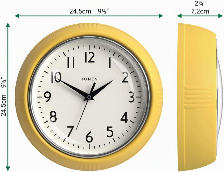 JONES CLOCKS® Ketchup-Wanduhr, Retro-Design, perfekt für die Küche, Heimbüro, Schlafzimmer 25cm Frec
