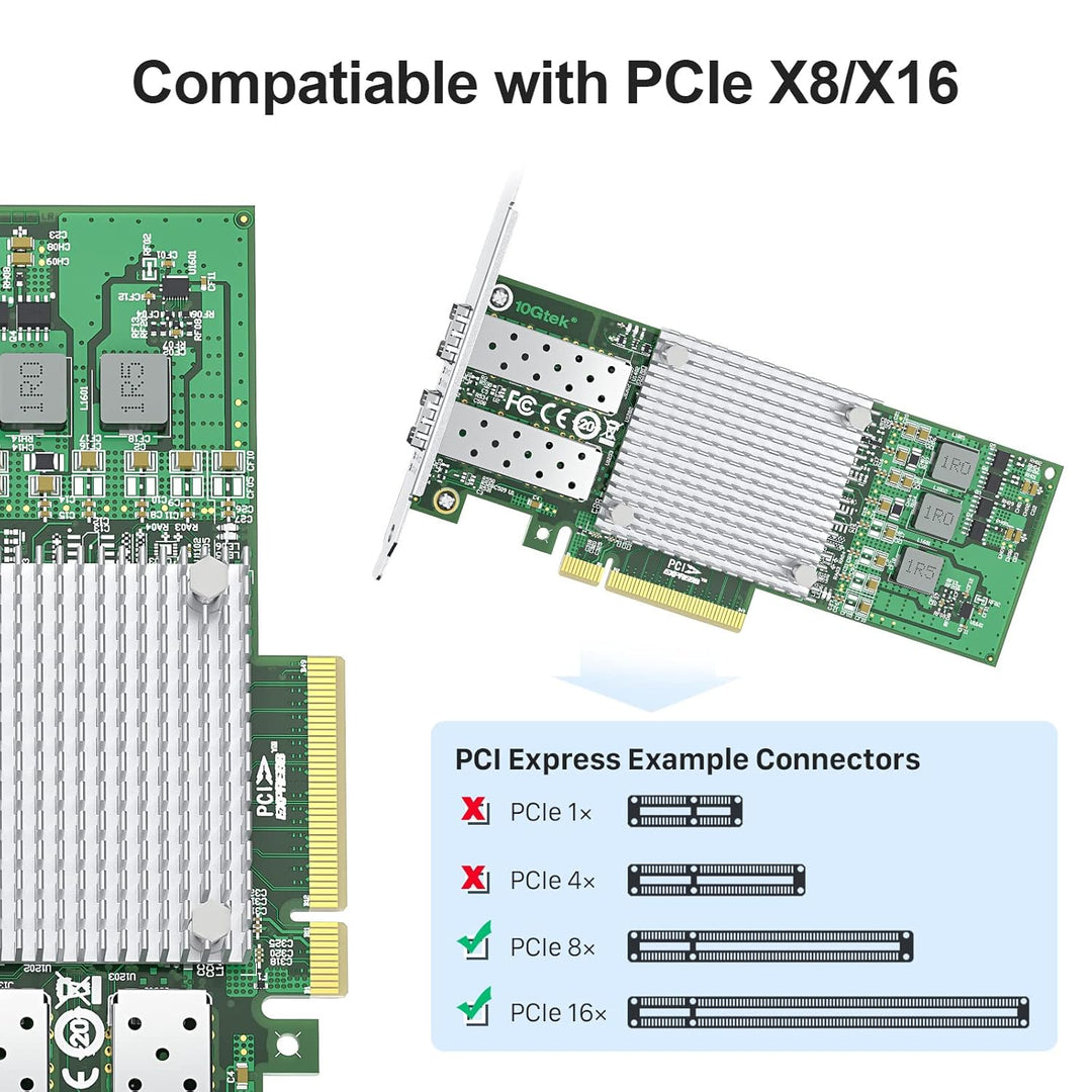 10Gtek® 10Gb PCI-E NIC Netzwerkkarte, mit Broadcom BCM57810S Chipset, Dual SFP+ Port, PCI Express Et
