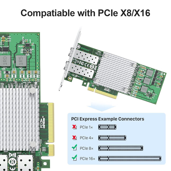 10Gtek® 10Gb PCI-E NIC Netzwerkkarte, mit Broadcom BCM57810S Chipset, Dual SFP+ Port, PCI Express Et