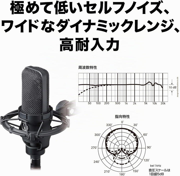 Audio-Technica AT 4040 SM Studio Mikrofon, Grossmembranmicrofon mit Spinne Schwarz