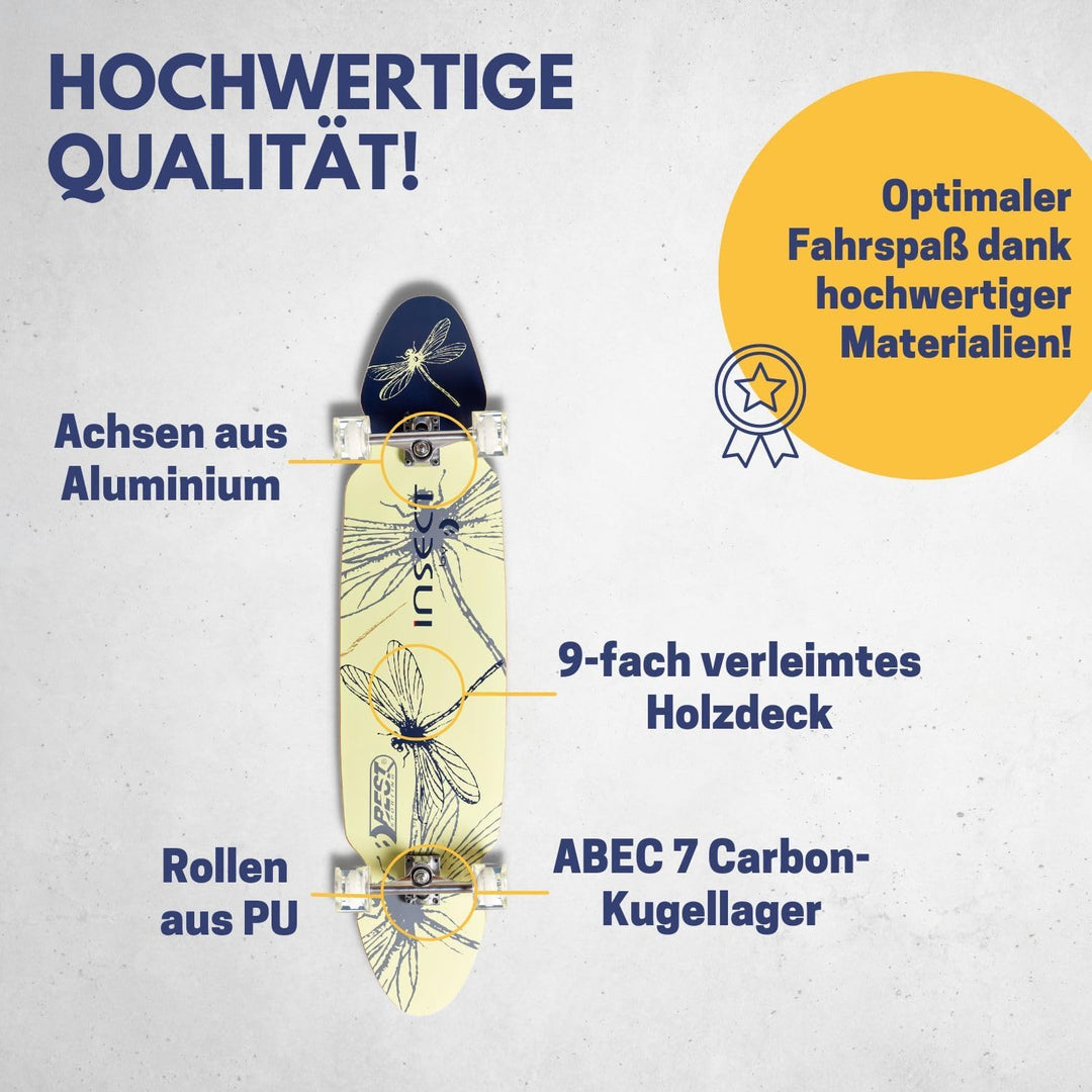Best Sporting Longboard I hochwertiges Skateboard mit ABEC 7 Carbon-Kugellager I Longboard Deck mit