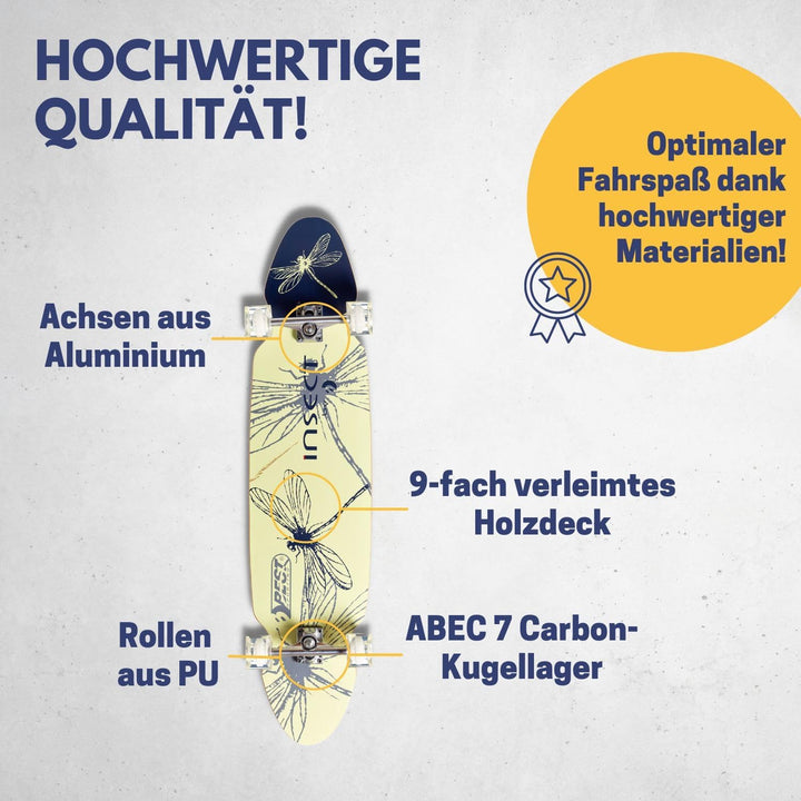 Best Sporting Longboard I hochwertiges Skateboard mit ABEC 7 Carbon-Kugellager I Longboard Deck mit