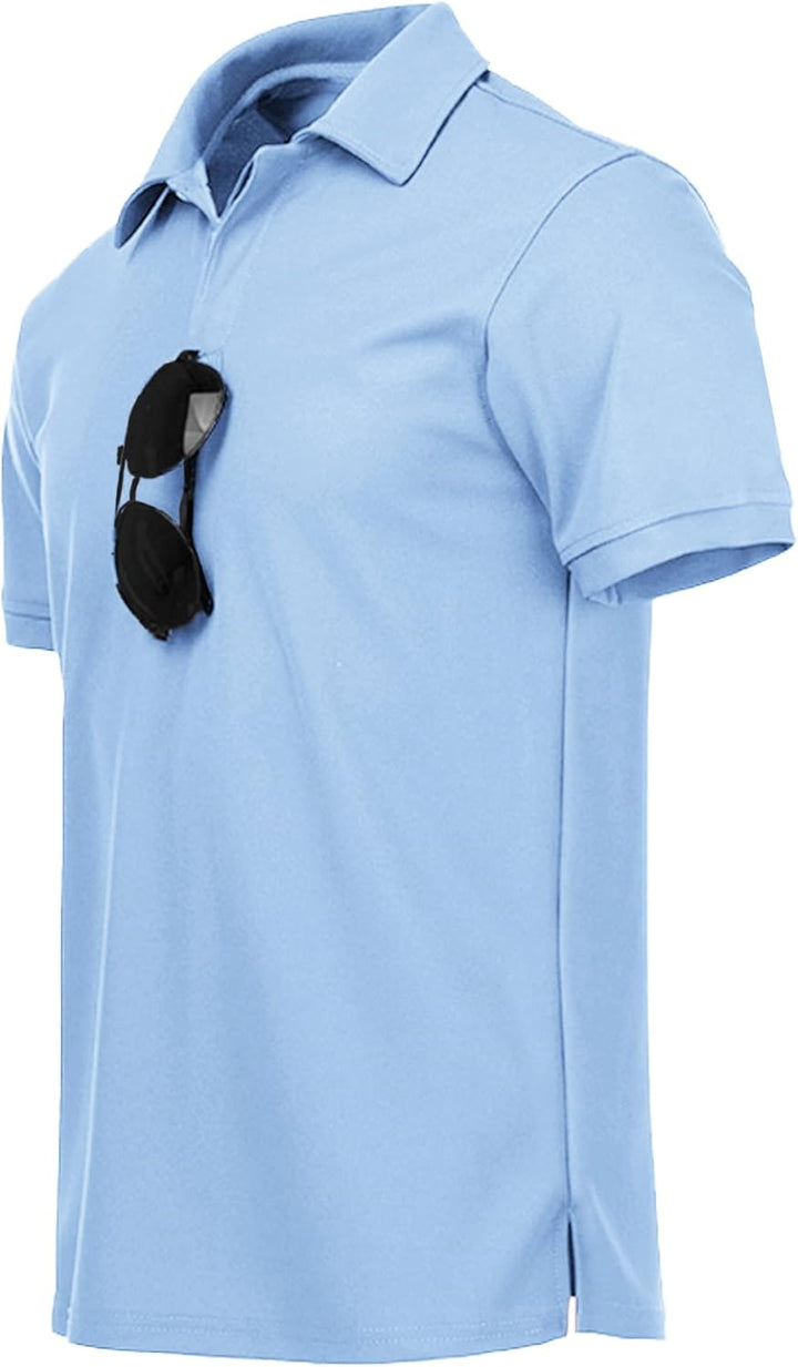 geeksport Poloshirt Herren Golf Kurzarm Freizeit Sport Polo Tennis Tshirts mit Brillenhalter Knopfle