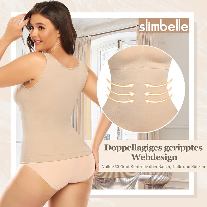 SLIMBELLE Damen Unterhemd BH Hemd Seamless Tank Top mit entfernbaren Cups Bauchweg Shapewear Top Ohn