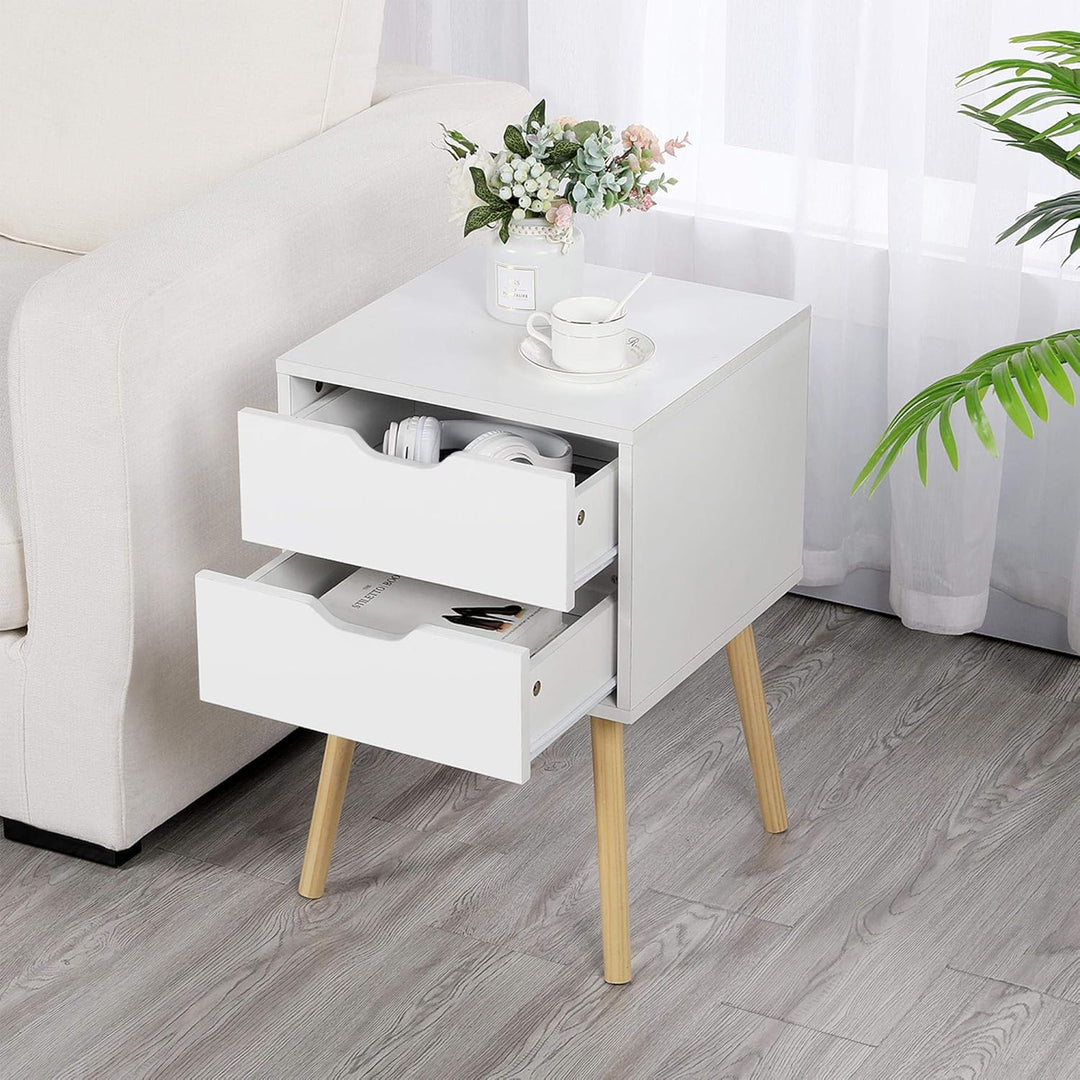 Yaheetech Nachttisch 2er Set Beistelltisch mit 2 Schubladen Holz Nachtschrank Nachtkommode Massivhol