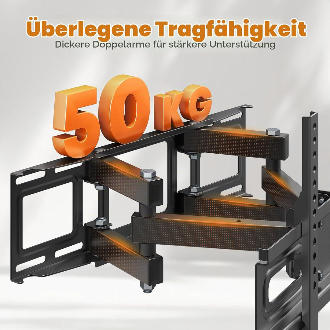 TV Wandhalterung, Schwenkbare Neigbare TV Halterung für 32-70 Zoll bis zu 50kg, Wandhalterung Fernse