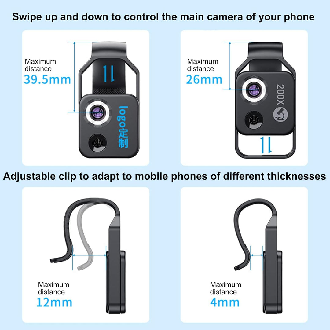 OBEST Handy Mikroskop, 200X Mini-Mikroskop für Smartphone-Kamera, Taschenmikroskop mit CPL Linse und