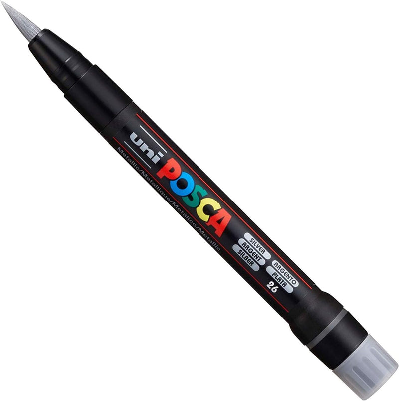 Posca Uni PCF-350 Lackstift mit Pinselspitze – Stoffglas-Metallstift – die 6 beliebtesten Farben